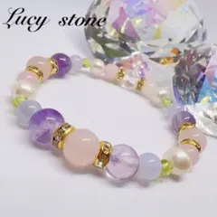 39 天然石 パワーストーン ブレスレット 数珠 15cm ローズクォーツ