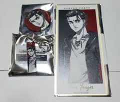 進撃の巨人 Ani-Art エレン 缶バッジ 色紙 キーホルダー 3個セット