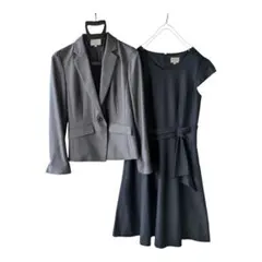EMMAJAMES　グレーのジャケットとネイビードレスのセットアップ9号
