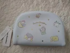 新品未使用　サンリオキャラクターズ　ラウンドポーチ　コスメポーチ　ブルー
