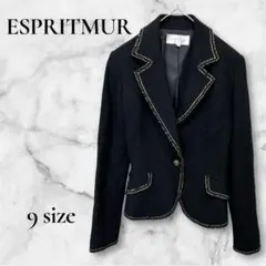 美品【ESPRITMUR】 長袖 テーラードジャケット (9号) 黒 金 ラメ