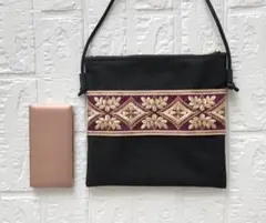 インド刺繍リボン＆ナイロンのサコッシュ♡ポシェット スマホショルダー