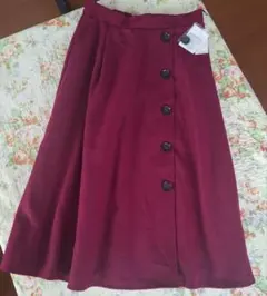 タグ付き！DRESKIP ミモレ丈巻きスカート風フレアスカート