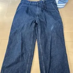 ダークブルー ワイドレッグデニムパンツ　90s