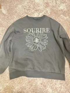 スウェット グレー 花 長袖 ロゴ トレーナー