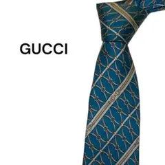GUCCI グッチ ネクタイ グリーン 総柄 シルク メンズ イタリア製 美品