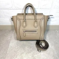 CELINE セリーヌ ラゲージ ナノショッパー ショルダーバッグ デューン