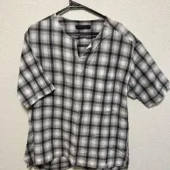 sense of place チェックシャツ　スリットネックシャツ