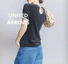 【美品】ユナイテッドアローズ シアーベロア リンガー Tシャツ(グレー)