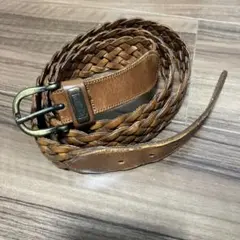 ブラウン メッシュ レザーベルト