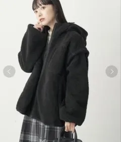 earth music&ecology ボアジャケット M 黒 スリーブ着脱可