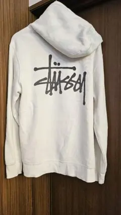 STUSSY ステューシー　ストックロゴ　スウェット パーカー M 白