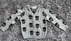 H&M キッズ カーディガン 110 2-4y ドクロ ニット グレー