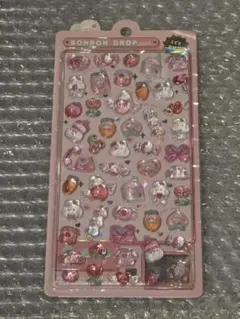 ボンボンドロップシール　ピンク　ウサギ