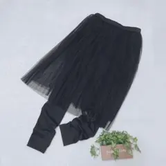 a073【GU】美品 チュールスカート レギンス付き 黒【M】