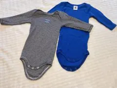プチバトー　ロンパース 60cm 青とストライプ　インナー