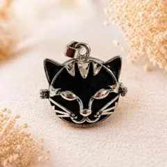 猫 ネックレス ブラック シルバー 立体デザイン 韓国風 可愛い 個性派