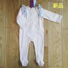 新品未使用　ジャカディ　足つきロンパース　12m 74 80 70 ピンク花柄