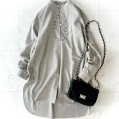 美品 セオリーリュクス SAXONY 長袖 バンドカラーブラウス 38