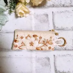 インド刺繍リボン　ポーチ　マルチポーチ　ハンドメイド　ミニポーチ　NO3246