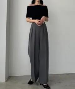 新品✨】Louere ツータックスラックス グレー　L