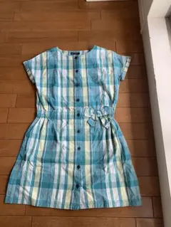 BeBe チェック柄 緑系　半袖ワンピース 150