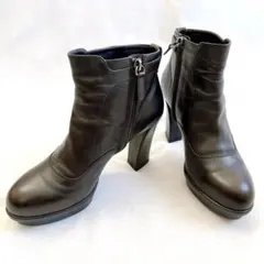 36　TOD'S　トッズ　ショートブーツ　チャンキーヒール　ダークブラウン