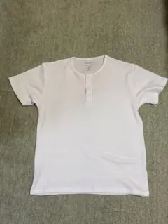 ホワイト ヘンリーネック Tシャツ　サーマル