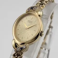 【希少/電池交換済】SEIKO　腕時計　カラーストーン　2p　ゴールド　クォーツ