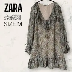 【未使用】 ZARA ペイズリー柄 シフォン フリル ティアード　ワンピース
