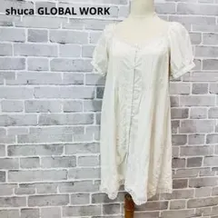 shuca GLOBAL WORKレース ワンピース 白 半袖ナチュラルC840のサムネイル