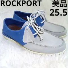 美品　ROCKPORT デッキシューズ 25.5 グレー ブルー　スエードのサムネイル