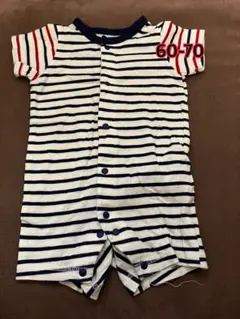ストライプ 半袖ロンパース 60-70