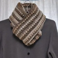 手編み　マフラー　ポケット付き