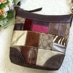 COACH パッチワーク ショルダーバッグ シグネチャー 斜め掛け