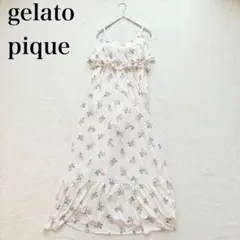 【ジェラートピケ】ロングキャミワンピース（F）花柄 ローズ フレア ルームウェアのサムネイル