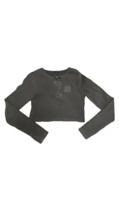 グレー クロップド丈 長袖Tシャツ S