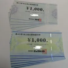 ビックカメラ7000円分　コジマ　5000円分　株主優待　合計12000円分