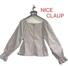 NICE CLAUP ナイスクラップ スクエアネックブラウス ベージュ系 長袖