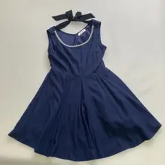 結婚式用⭐︎ネイビー ノースリーブ フレアワンピース