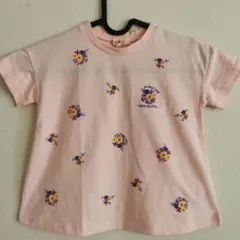 【タグ付き】キッズ 半袖Tシャツ 花柄刺繍 ピンク 110のサムネイル