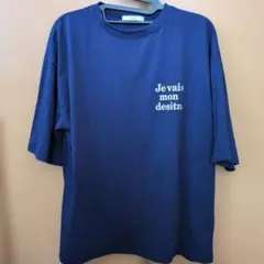 DISCOAT ロゴプリント 半袖Tシャツ ネイビー