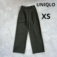 UNIQLO タックワイドパンツ　ダークグリーン　XS