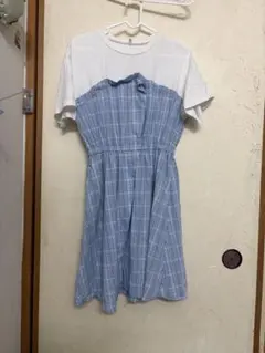 ドッキングワンピース 半袖 チェック柄