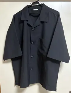 GUドライワイドフィットオープンカラーシャツ　ブラック　半袖　黒　シャツ　ドライ