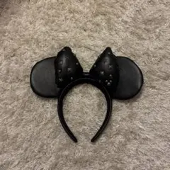 スタッズ付き黒ミッキー耳カチューシャ