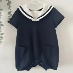 セーラー襟 ネイビー ロンパース 12-18M