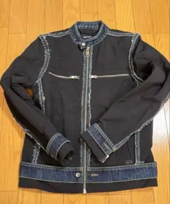 DIESEL ブラック デニムジャケット フリンジ加工