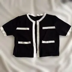 GRL ブラック/ホワイト ストライプ カーディガン 半袖