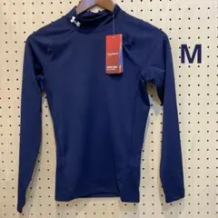メンズヒートギアコンプレッション長袖モックシャツ Mネイビー(1369606)